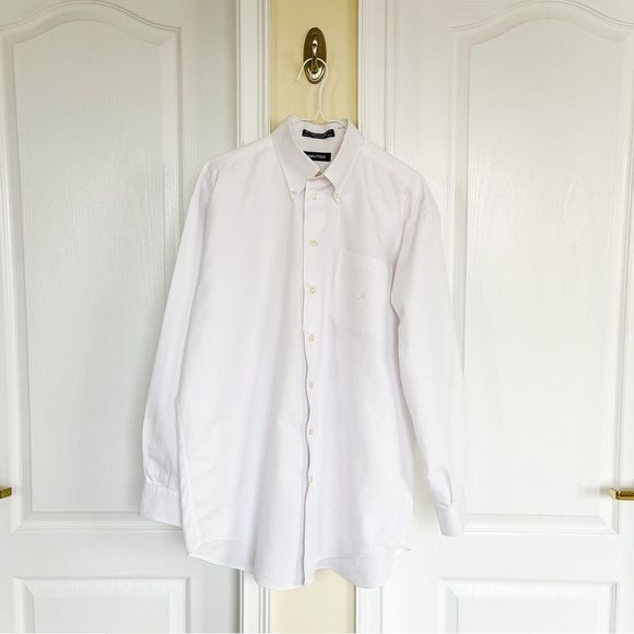 Nautica Other - Nautica 16.5 - 34/35 White Classic Button Down Dress Shirt Polyester Cotton